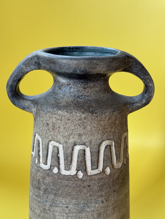 Image 1 of Vintage Heissner vase West Germany 1960s - with relief pattern and fat lava