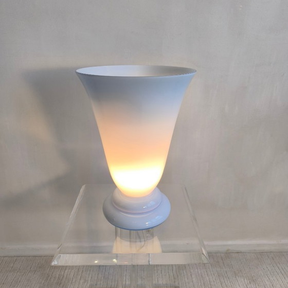 Image 1 of 😍✨ Magnificent large vintage lamp in opaline blue Bohemian glass — signed Czechoslovakia — 1960s/70s ✨😍