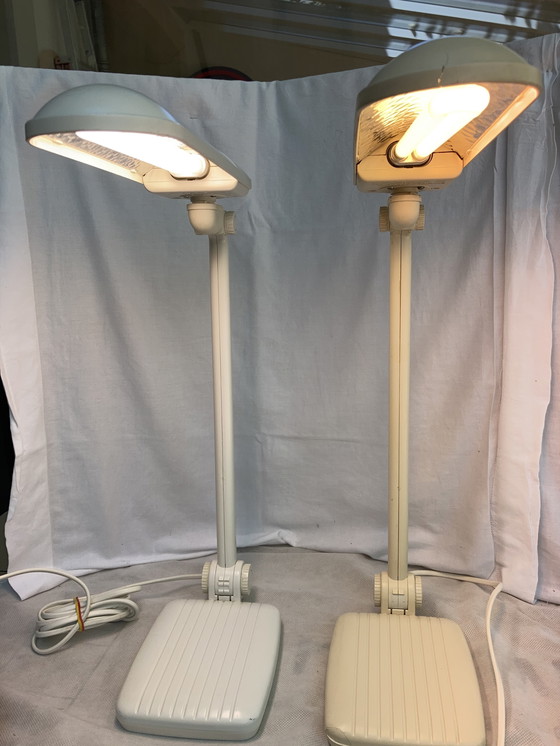 Image 1 of Paire de lampe Finlandaise LIVAL SENIOR année 80 beige et blanc 