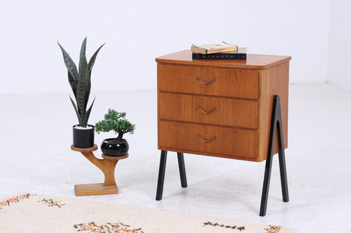 Vintage teak bedside table from the 60s | Mid - Century bedside table 70s | Side tables made of real wood #06-23