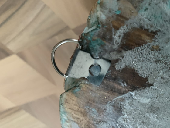 Image 1 of Buddha head wood blue-green and gold