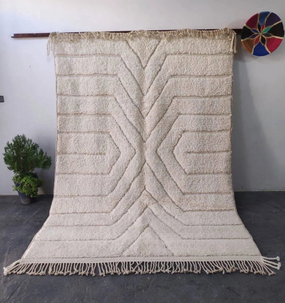 Large Sculpted Beni Ourain Rug with Geometric Design 300x200cm – Rugs & carpets, Wool, Scandinavian (photo 3 of 3)