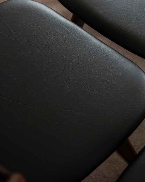 Image 1 of Vintage Dining Chairs by Louis van Teeffelen for AWA (Set of 6) | Reupholstered in Black Skai | Dutch Mid-Century | 1960s