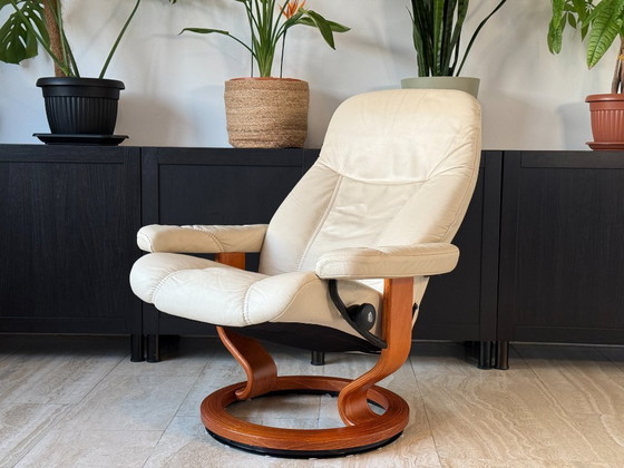 Image 1 of Stressless by Ekornes relaxfauteuil met voetenbank, echt leer, crème, maat M