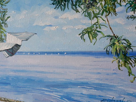 Original Oil Painting Contemporary Art Landscape Weekend By The Sea – Paintings & Drawings, Canvas (photo 7 of 7)