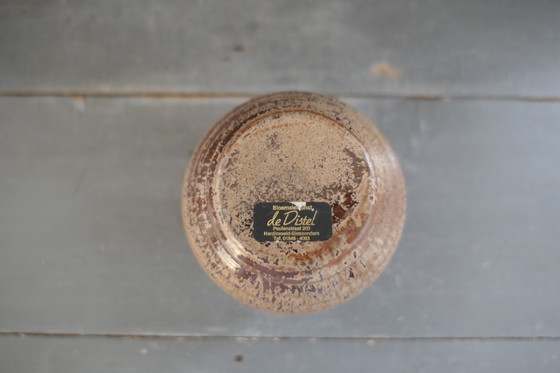 Image 1 of Vintage set of round vases in cream and brown tones