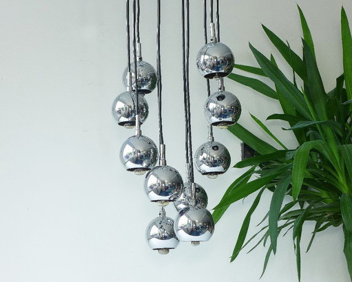 Space Age Pendant lamp 60s 70s Cascade Lamp R. Essig Eyeball Hollywood Regency