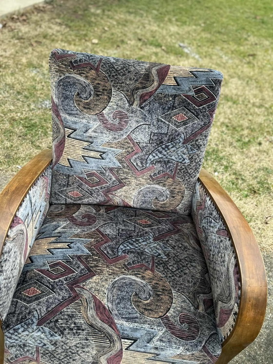 Pair of 1930s Art Deco Lounge Chairs — Club Chairs – Armchairs, Wood (photo 2 of 3)