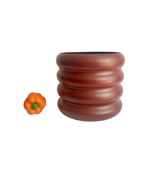 Maceta grande para plantas de flores Rudi de aluminio color burdeos/rojo burdeos.