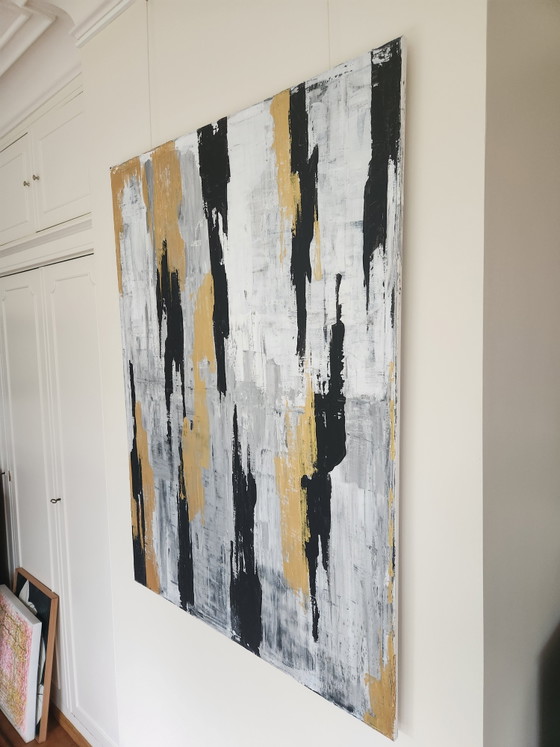 Image 1 of Beautiful Large Abstract Painting 'Black is Gold Nº5' – Ararat (2022) - Incl. Certificate