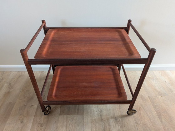 Image 1 of Chariot / Chariot de Bar Vintage Danois en Teck – 1960 - Style Pastoe / Cees Braakman / Coja Culemborg
