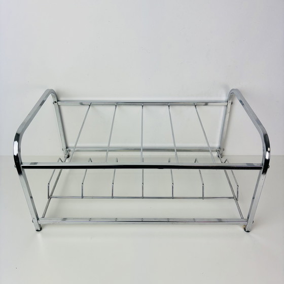 Image 1 of Porta LP/porta dischi cromato vintage Art Déco di metà secolo