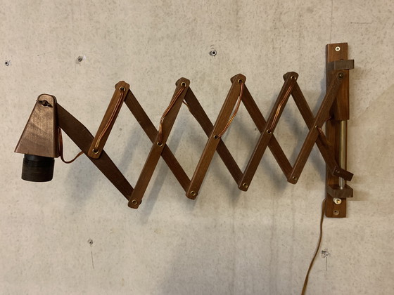 Image 1 of Schaarlamp/ harmonica lamp met varkensleren kap