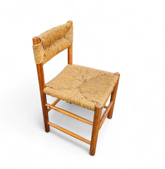 2 x pine wood woven reed dining chairs / France 1950s (photo 10 of 40)