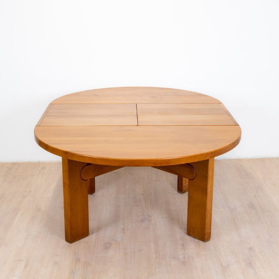 Image 1 of Round Elm Table with Extension by Maison Regain, 1985