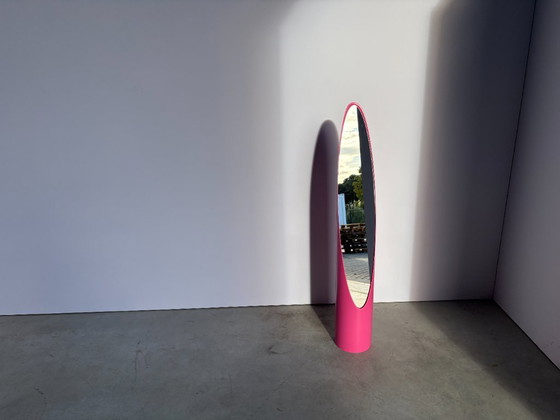 Unghia mirror by Rodolfo Bonetto, Italy 1970s, Glass, Plastic, Pink, Vintage (photo 6 of 10)