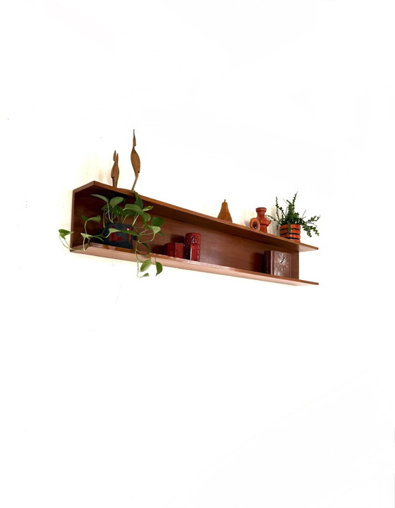Vintage XL (199cm) Teakhouten Wandplank, Jaren ‘60 – Wandkast, Wood (photo 5 of 13)