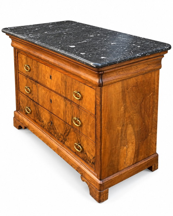 Louis-Philippe Stil Sekretär-Kommode 19. Jahrhundert Nussbaum- und Maserholzfurnier – Kommoden, Wood (photo 7 of 9)