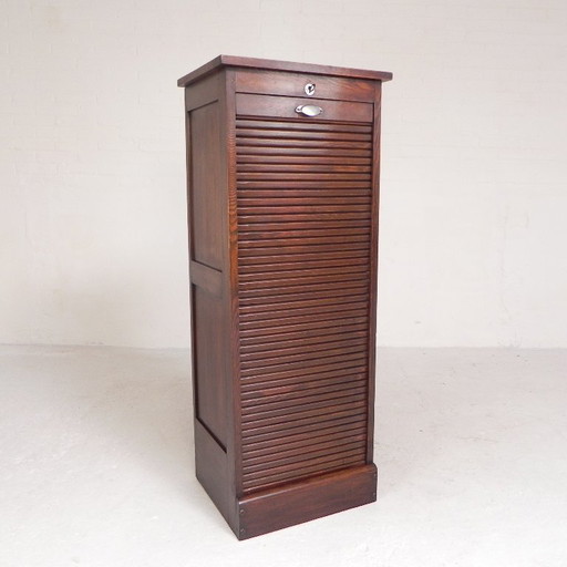 Meuble à volet roulant en chêne avec 1 volet, hauteur 126 cm, années 1930
