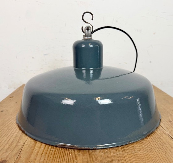 Image 1 of Industriële hanglamp van grijs emaille van Siemens, jaren 30