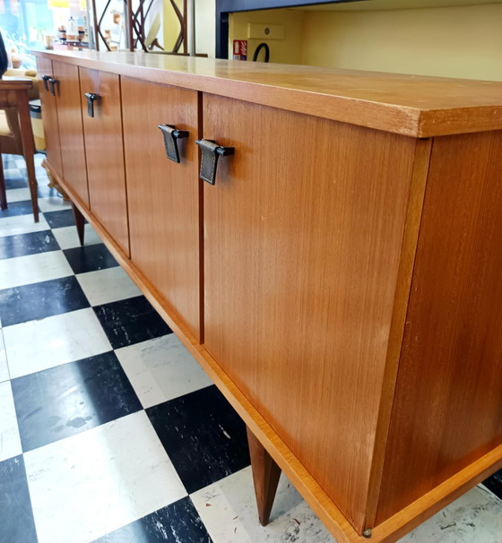 Image 1 of Compass Feet and Leather Sideboard by Malora 1955