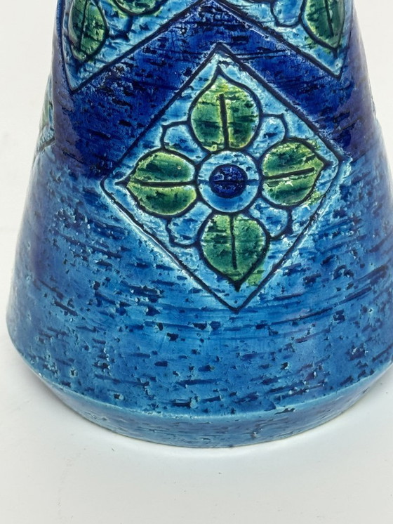 Image 1 of Mid-Century Italian Design Bitossi Rimini Blu Glazed Ceramic Vase. Italy, 1960s.