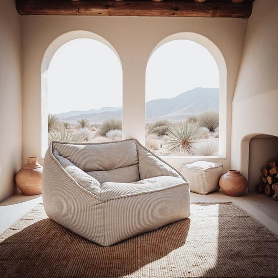 Image 1 of Luxury Living Room Bean Bag Sofa in Premium Corduroy - Designer XXL Bean Bag with Filling Included - Modern Bean Bag Chair