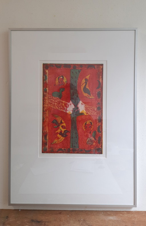 1x Grabado en color 'fresco 7' - Ansje van den Muyzenberg