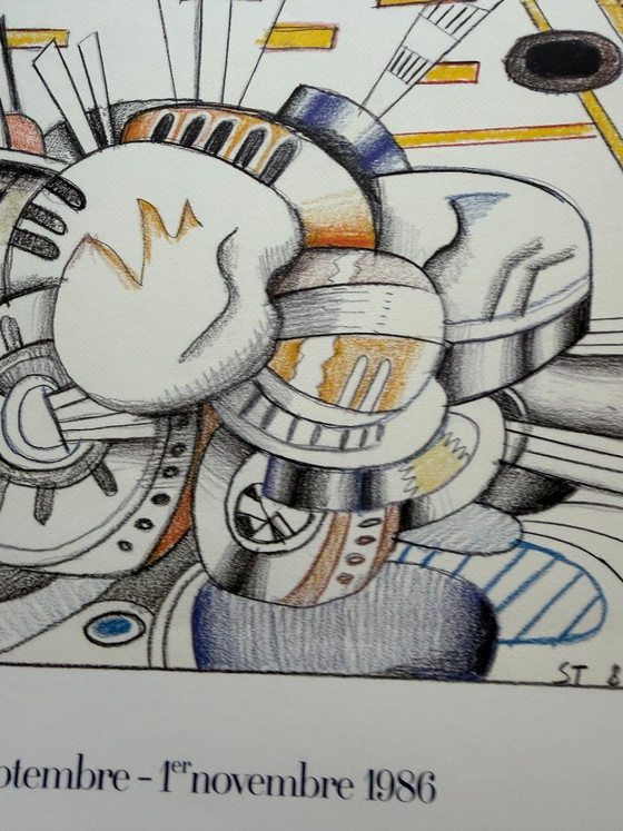 Saul Steinberg (1914–1999), Cocktail Lounge, 1986, Vintage tentoonstellingsposter, gedrukt in Frankrijk (photo 10 of 12)