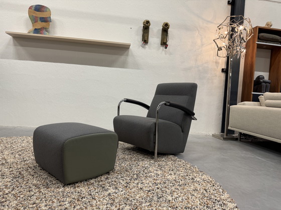 Image 1 of Leolux Scylla Fauteuil Hoge Rug Tiempo stof met poef