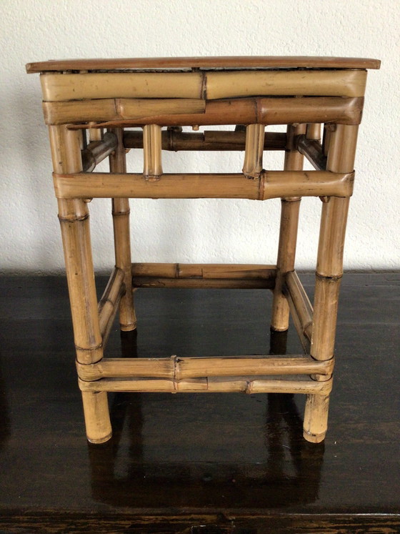 Image 1 of Set of 2 rattan side tables from the mid-20th century