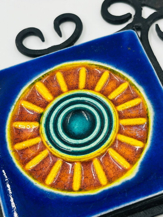 Handdoekrek in brutalistische stijl, smeedijzer en keramiek, 1970 – Decoratieve objecten, Ceramic (photo 5 of 7)