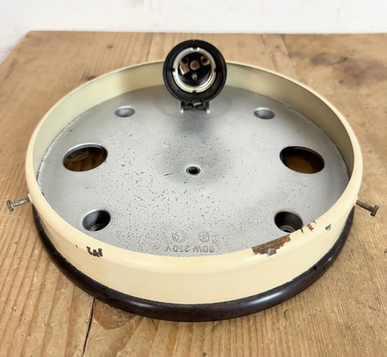 Image 1 of Industrial Bakelite Wall or Ceiling Light with Milk Glass, 1950s