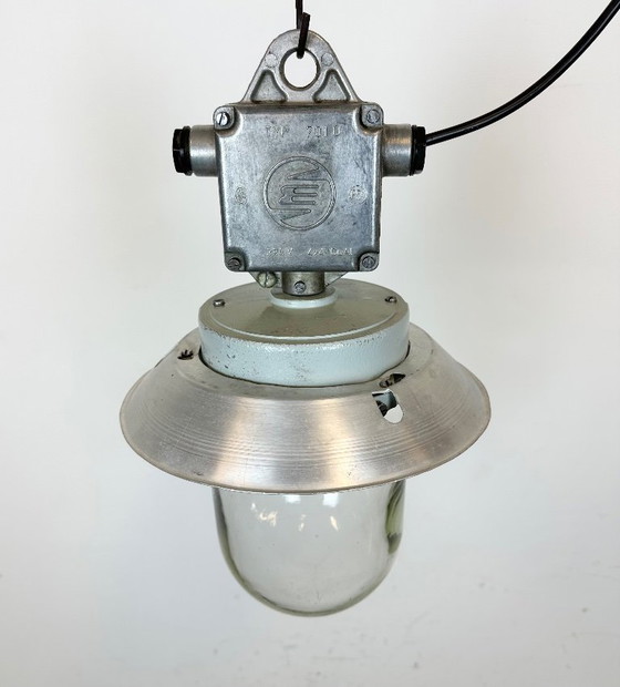 Image 1 of Industrial Aluminium Light with Clear Glass Cover from Elektrosvit, 1970s