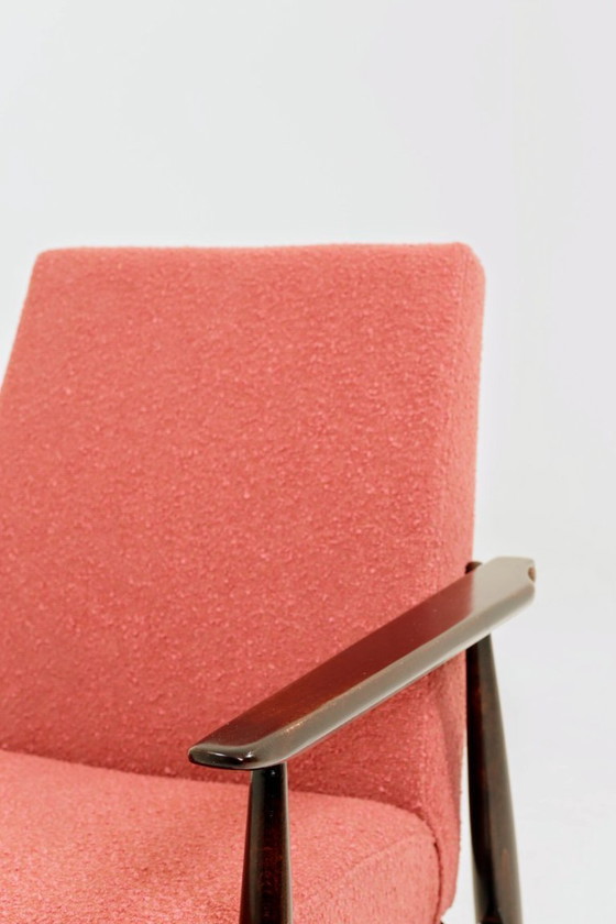 Image 1 of Mid century modern armchair rapshberry bouclé design by H.Lis 