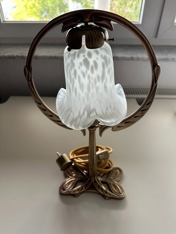 Lampada da tavolo Art Nouveau onirica, originale del 1900 circa, restaurata professionalmente. (photo 3 of 6)