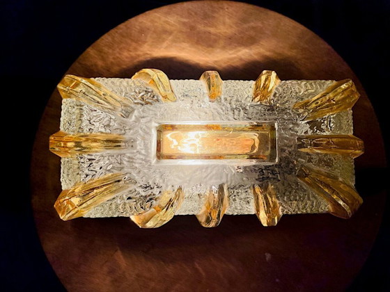 Image 1 of Rechteckige Deckenleuchte oder Wandleuchte aus Muranoglas mit bündigem Einbau