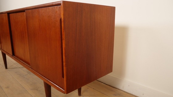 Buffet bas avec tiroirs et portes coulissantes, bois brun, Marron, Mid Century Modern (photo 4 sur 13)