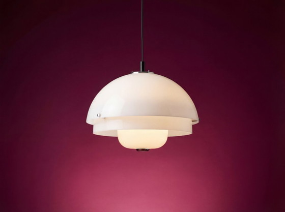 Image 1 of Harveiluce iGuzzini Hanglamp ontworpen door Luigi Massoni - Opaline Kunststof - Italiaanse Space Age Design - Jaren 70