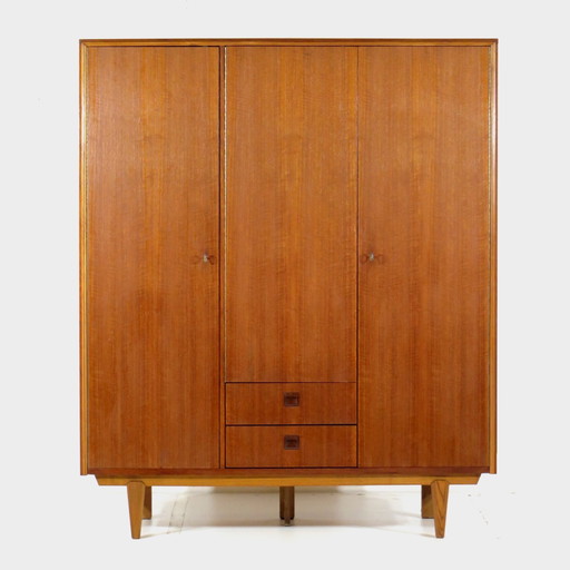 Vintage mid-century 3-door teak closet, 1960s