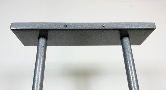 Image 1 of Grote industriële vierkante plafondklok met twee zijden van Pragotron, jaren 70