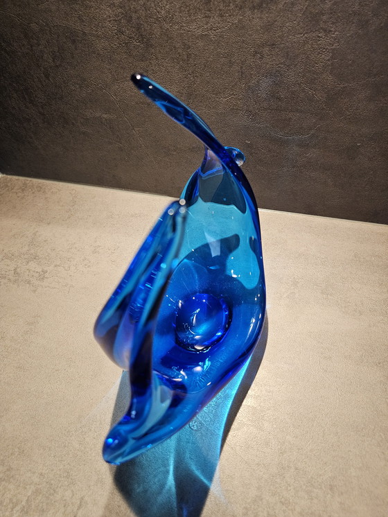 Image 1 of Ciotola scultura in corno di vetro spagnolo blu in stile Murano Viartec