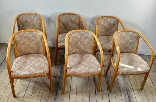 Conjunto de 6 sillones Baumann France, década de 1980.