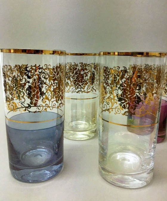 Image 1 of 6 bicchieri colorati / Borocrystal / Cecoslovacchia