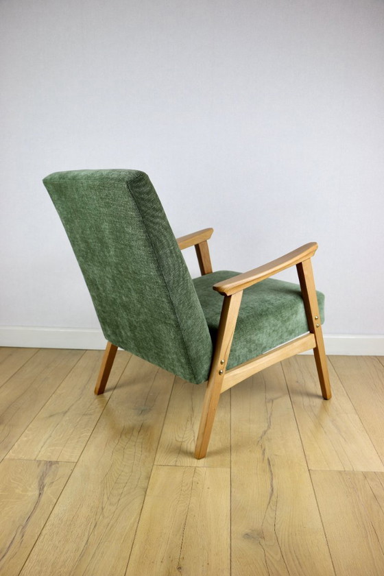 Image 1 of Classic armchair green olive structural light wood