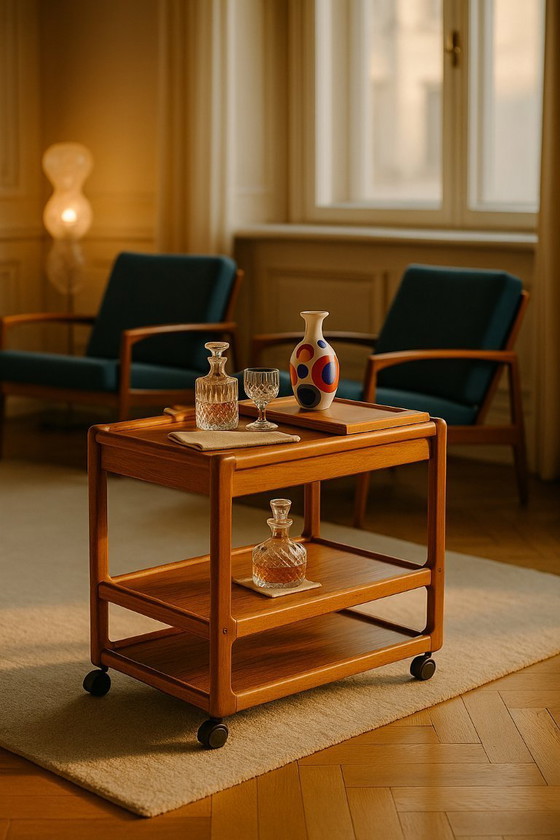Image 1 of Carrello bar vintage in teak di Vildbjerg Møbelfabrik, Danimarca, anni '60