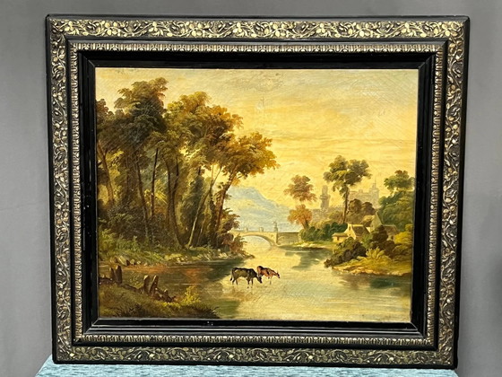 Oud Italiaans landschap. – Schilderijen & Tekeningen, Canvas (photo 3 of 11)