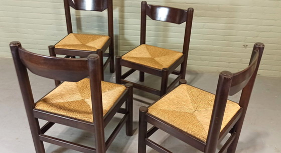 Image 1 of 4 X Rush Seat Dining Chairs 