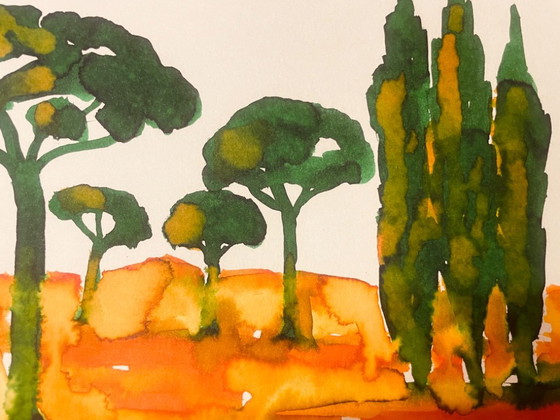Quadro Firmato Paesaggio 'Alba Provenzale nella Pineta' – P. Crilha, Arte, Paper (photo 9 of 9)