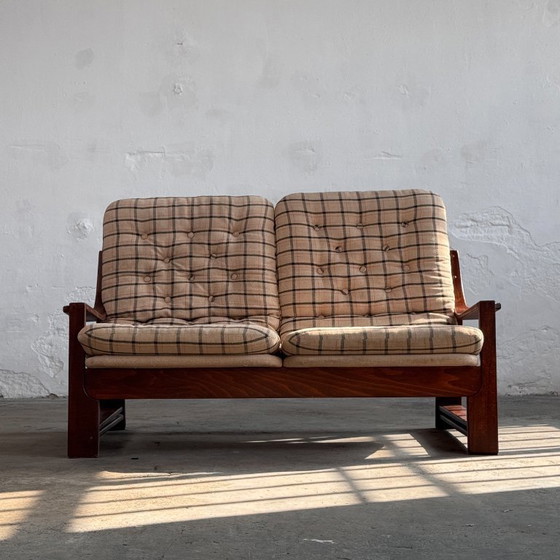 Image 1 of Salotto vintage con tavolino da caffè e motivo scozzese ungherese, anni '70